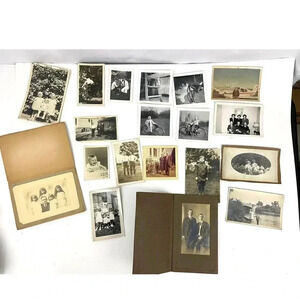 Antique Lot of 19 B&W Sepia Photographs Bicycle Kids 1930's Estate Find OOAK